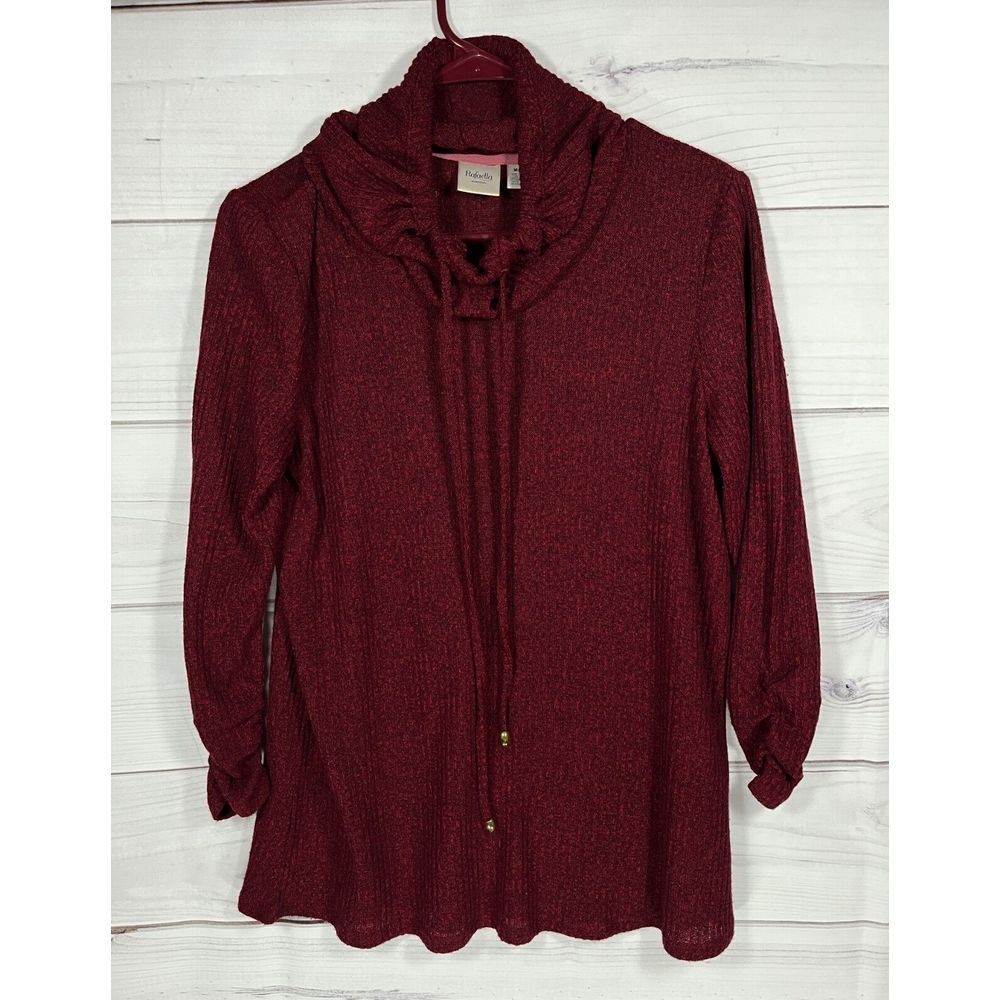 Rafaella Women's Knit Top, Red, Size M, Cowl Neck, Holiday Gathering Top